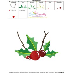 Christmas Holly Leaves-4 Embroidery Design Pattern-3