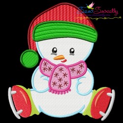 Christmas Ice Skating Little Snowman-4 Embroidery Design Pattern-1