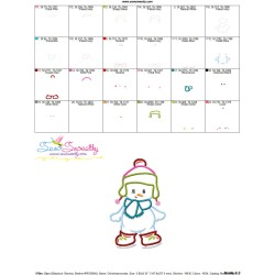 Christmas Ice Skating Little Snowman-3 Applique Design Pattern-3