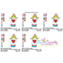 Christmas Ice Skating Little Snowman-2 Embroidery Design Pattern-2