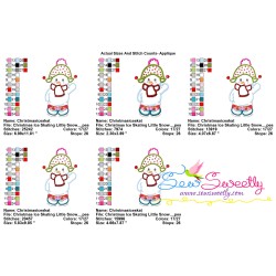 Christmas Ice Skating Little Snowman-2 Applique Design Pattern-2