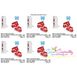 Christmas Ice Skating Shoes With Bow Embroidery Design Pattern-2