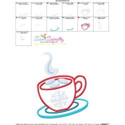 Christmas Coffee Cup Applique Design Pattern-3