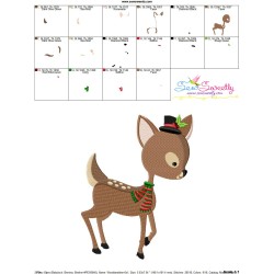 Woodland Christmas Deer Embroidery Design Pattern-3