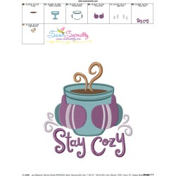 Stay Cozy Coffee Cup Embroidery Design Pattern-3