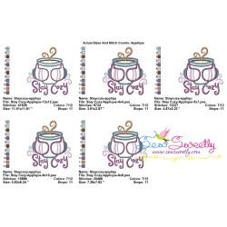 Stay Cozy Coffee Cup Applique Design Pattern-2