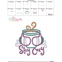 Stay Cozy Coffee Cup Applique Design Pattern-3