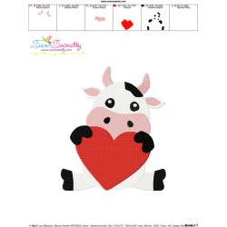 Valentine Cow Embroidery Design Pattern-3