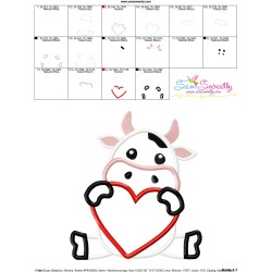 Valentine Cow Applique Design Pattern-3