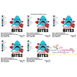 Shark Love Bites Valentine Lettering Embroidery Design Pattern-2