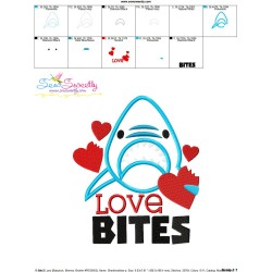 Shark Love Bites Valentine Lettering Applique Design Pattern-3