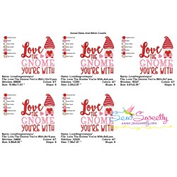 Love The Gnome You're With Valentine Lettering Embroidery Design Pattern-2