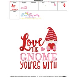 Love The Gnome You're With Valentine Lettering Embroidery Design Pattern-3