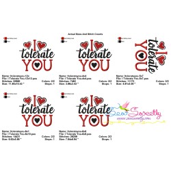 I Tolerate You Valentine Lettering Embroidery Design Pattern-2
