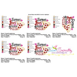 Forget Love Gimme Pizza Valentine Lettering Applique Design Pattern-2