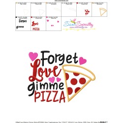 Forget Love Gimme Pizza Valentine Lettering Applique Design Pattern-3