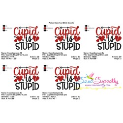 Cupid Is Stupid Valentine Lettering Embroidery Design Pattern-2