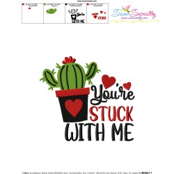 You're Stuck With Me Valentine Lettering Embroidery Design Pattern-3