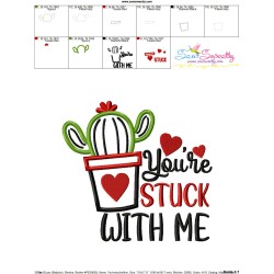You're Stuck With Me Valentine Lettering Applique Design Pattern-3