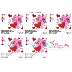 Valentine Heart Kitty Cat Embroidery Design Pattern-2