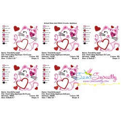 Valentine Heart Kitty Cat Applique Design Pattern-2