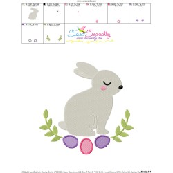 Bunny Leaves And Eggs Embroidery Design Pattern-3