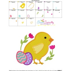 Easter Chick With Eggs Embroidery Design Pattern-3