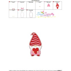 Gnome Valentine Love Ornament ITH Embroidery Design Pattern-3