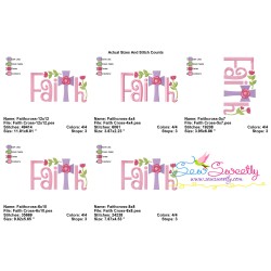 Faith Floral Cross Lettering Embroidery Design Pattern-2