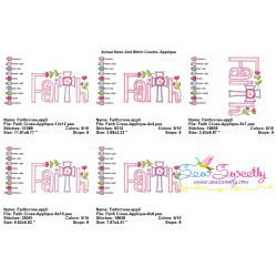 Faith Floral Cross Lettering Applique Design Pattern-2