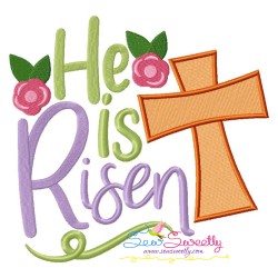 He Is Risen Cross Lettering Embroidery Design Pattern-1