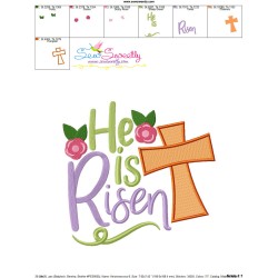 He Is Risen Cross Lettering Embroidery Design Pattern-3