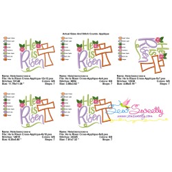 He Is Risen Cross Lettering Applique Design Pattern-2