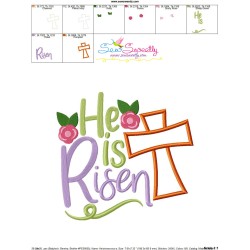 He Is Risen Cross Lettering Applique Design Pattern-3