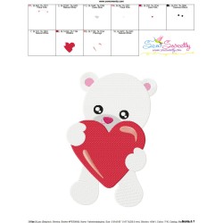 Valentine Baby Bear Heart Embroidery Design Pattern-3