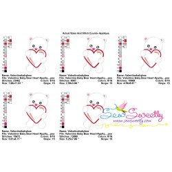 Valentine Baby Bear Heart Applique Design Pattern-2