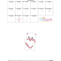 Valentine Baby Bear Heart Applique Design Pattern-3