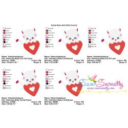 Valentine Baby Cat Heart Embroidery Design Pattern-2