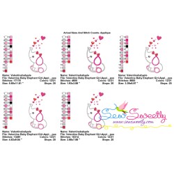Valentine Elephant Baby Girl Applique Design Pattern-2