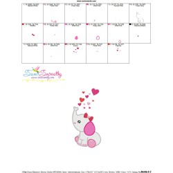 Valentine Elephant Baby Girl Embroidery Design Pattern-3