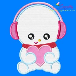 Valentine Baby Snowman Applique Design Pattern-1