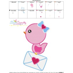 Valentine Bird Letter Embroidery Design Pattern-3