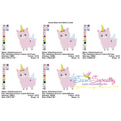 Valentine Unicorn Llama Embroidery Design Pattern-2