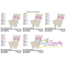 Valentine Llama Heart Glasses Embroidery Design Pattern-2