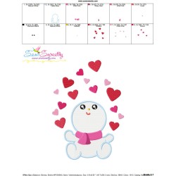 Valentine Baby Snowman Hearts Embroidery Design Pattern-3
