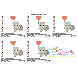 Valentine Baby Squirrel Heart Embroidery Design Pattern-2