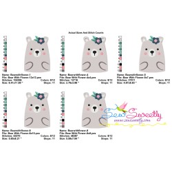 Bear With Flower Embroidery Design Pattern-2