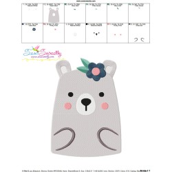 Bear With Flower Embroidery Design Pattern-3