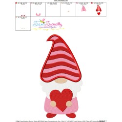 Gnome Valentine Love Embroidery Design Pattern-3