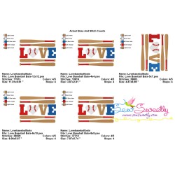 Love Baseball Bats Lettering Embroidery Design Pattern-2